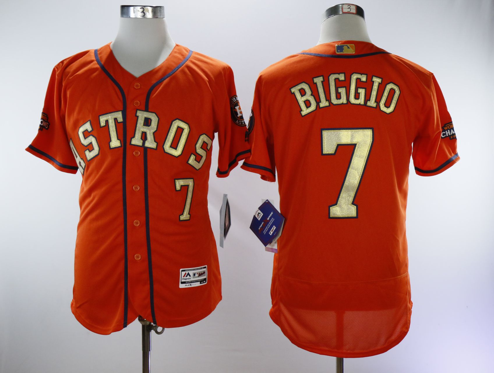 Men Houston Astros 7 Biggio Orange Champion MLB Jerseys